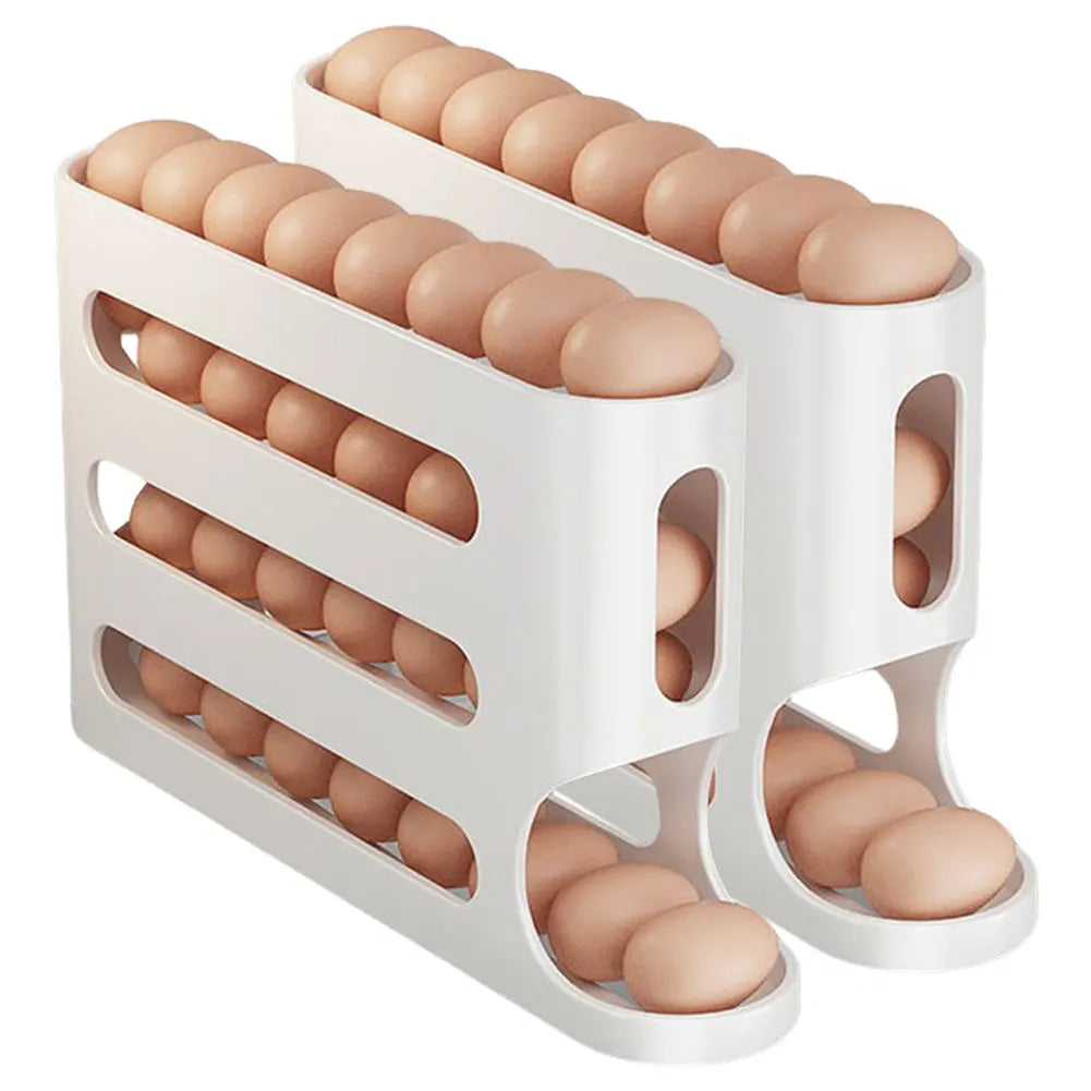 4 Layers Automatic Rolling Egg Holder Rack Fridge Egg Storage Box Container Kitchen Refrigerator Egg Dispenser Fridge Organizer