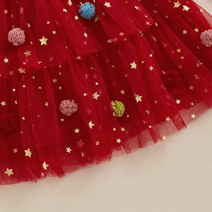 ma&baby 1-6Y Christmas Kid Baby Girls Dress Toddler Infant Children Star Ball Sleeveless Layered Tulle Party Dresses Costumes