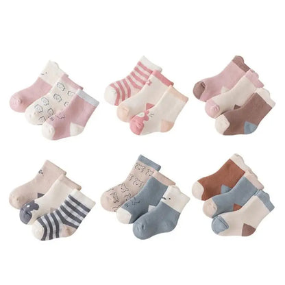 3Pairs/set Autumn New Style Thick Warm Baby Socks Newborn Baby Girl Boy Socks Children's Socks Infants for Winter