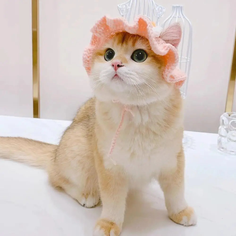 Decoration Cute Flower Cat Hat Funny Cospaly Headgear Pet Headgear Puppy Pet Cap Cute Pet Hat Cat Accessories Pet