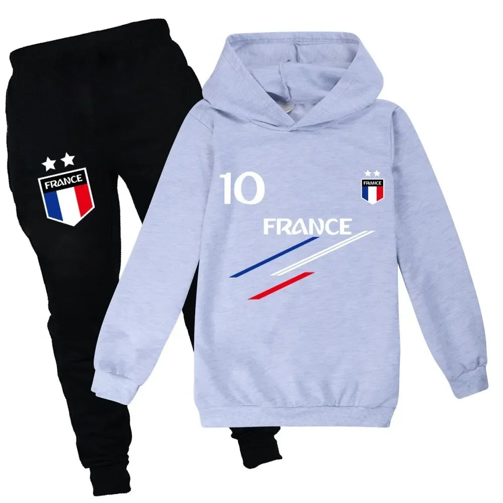 New Kids Clothes Baby Boys France Football 10 Tracksuit Tops Pants 2PCS Children Boy Spring Autumn Outfits Girls Sets 2-15 Years