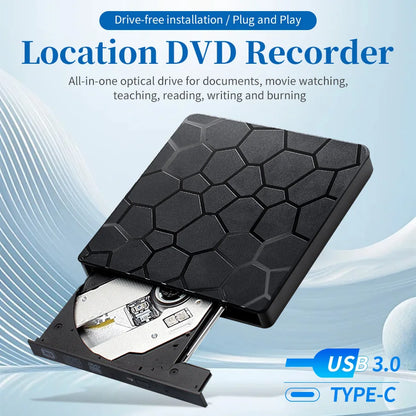 External DVD RW Drive USB 3.0 Type C 2 in 1 Interface Slim DVD CD Writer Burner Reader Player Optical Drive For Laptop PC