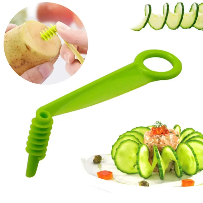 1Set Stainless Steel Plastic Rotate Potato Slicer Twisted Potato Spiral Slice Cutter Creative Vegetable Tool Kitchen Gadgets