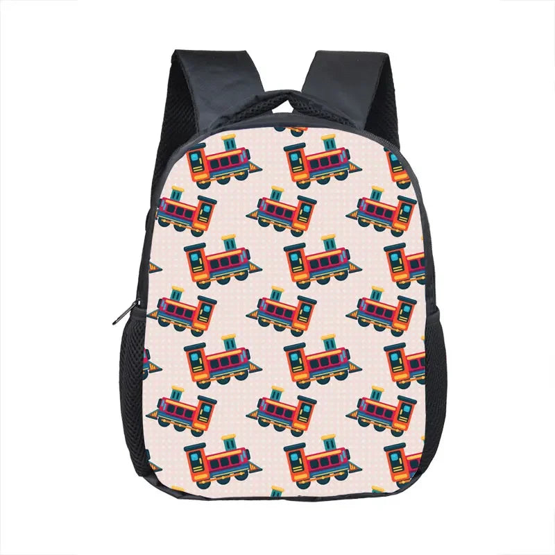 Cute Cartoon Train Locomotive Print Backpack for 2-4 Years Old High-speed Train Kids Bookbags Boy Girl Toddler School Bag Gift