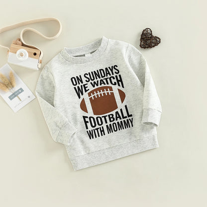 2022-09-02 Lioraitiin 0-6Years Toddler Kids Girl Boy Sweatshirt Ball Season Daddy Mommy Letters Football Print Pullover Tops