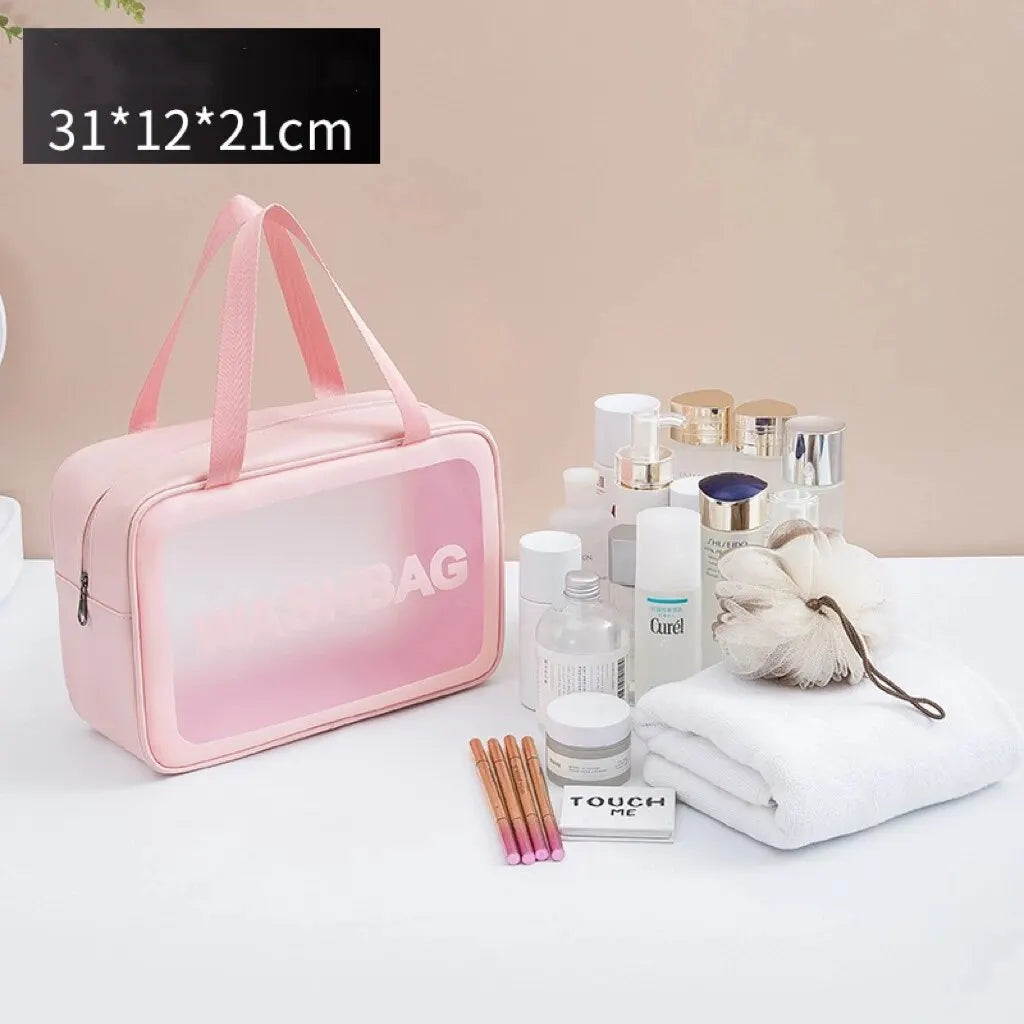 Pu Frosted Clear Makeup Box Waterproof Travel Toiletry Bag Large Capacity Portable Bath Storage Bag Children's Lunch Bag