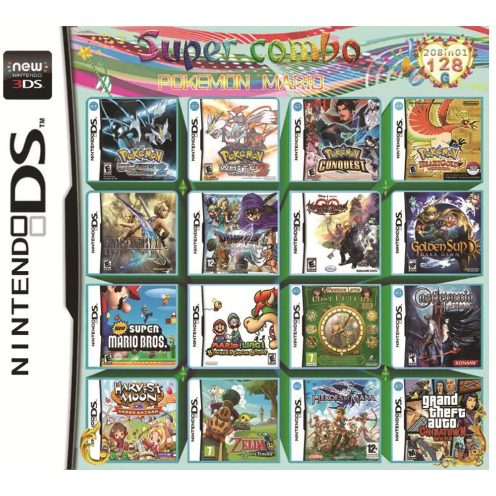 3DS NDS Game Card Combined Card 510 In 1 NDS Combined Card NDS Cassette 482 IN1 208 500