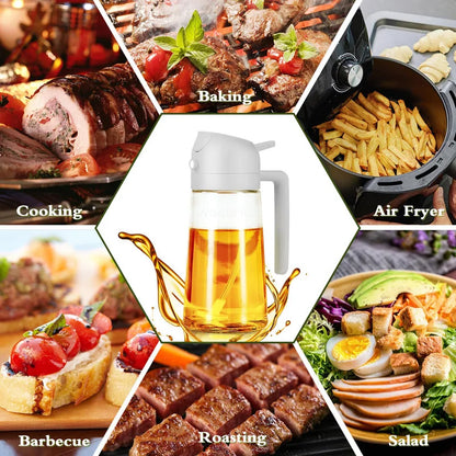 2 in 1 Spray for Olive Oil Spray Sprayer Dispenser Bottle Comfortable Handle Design for Barbecue Air Frying Pan Oven Camping