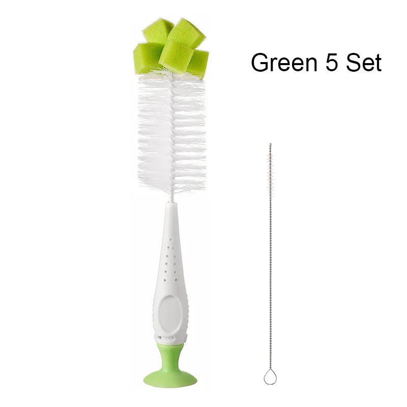 SAIDAH Simple Nylon Sponge Suction Feeding Bottle Nipple Pacifier Brush Set Water Sippy Vacuum Cup Cleaning（3 in 1）