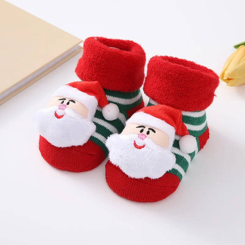 Christmas Baby Socks For Girls Boys Non-slip Floor Socks Cute Cartoon Animal Baby Xmas Cotton Sock