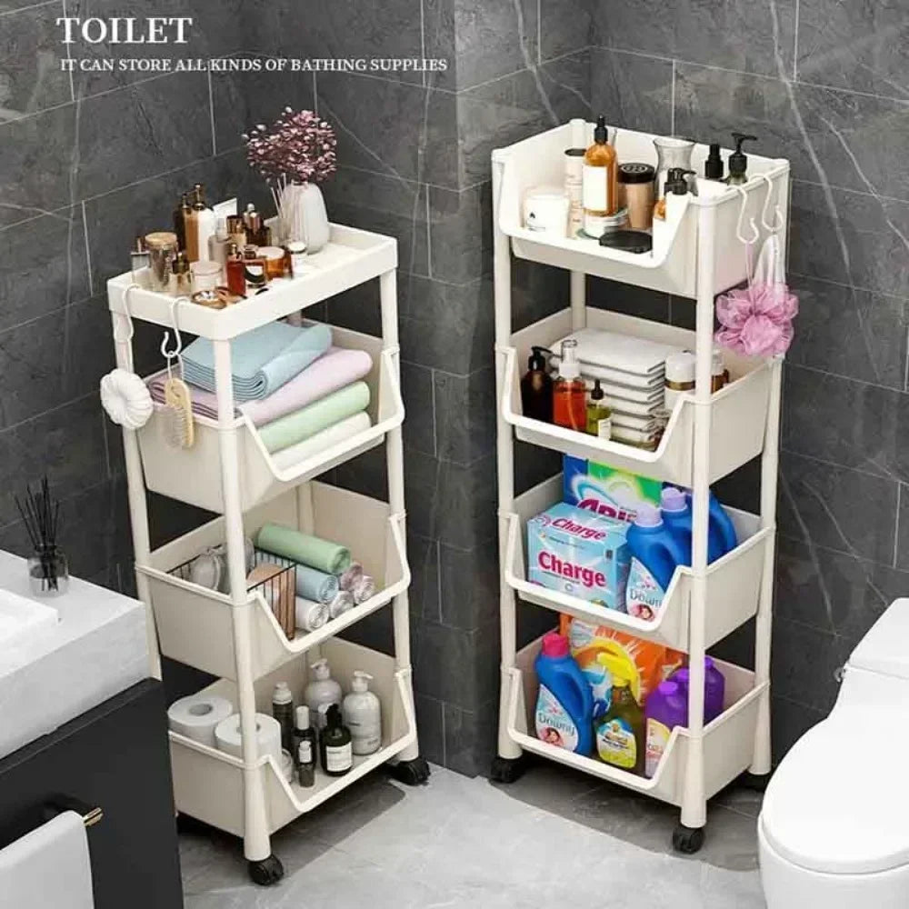 Trolley Bookshelf Kitchen Storage Rack Kitchen Corner Narrow Slit Storage Cabinet Bathroom Living Room Home Organizer