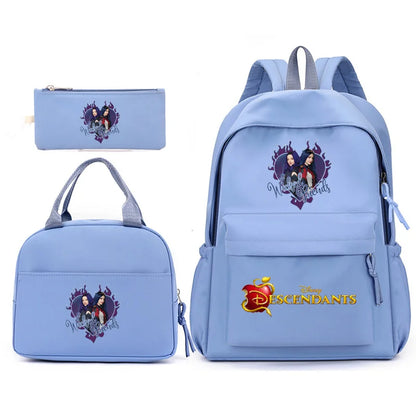 3pcs Disney Descendants Backpack with Lunch Bag for Women Student Teenagers School Bags Comfortable Travel Sets