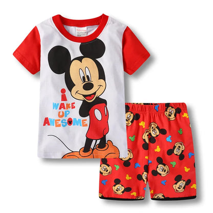 2pcs/set New Kids Short Sleeved Suit Toddler Costume Mickey Clothes Baby Boys Pajamas Set girl Children Tshirt Shorts Set