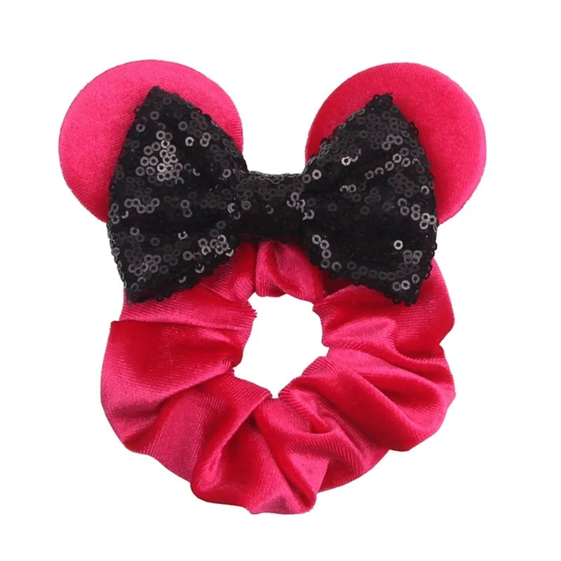 Disney Mickey Christmas Hair Loop Thickened Velvet Pig Intestine Hair Loop Elastic Gold Velvet Headband