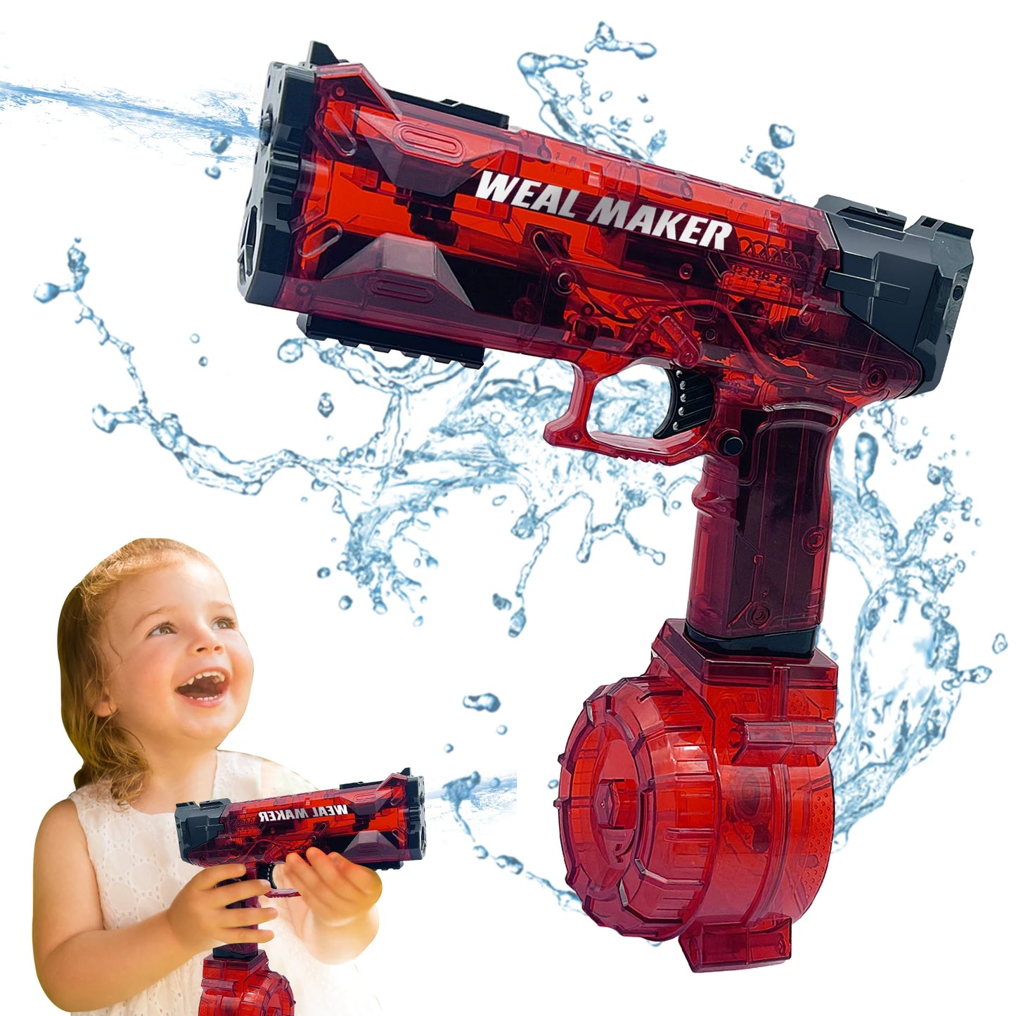 Strong Glock LED Electric Water Pistol Toy Automatic Squirt Water Gun Continuous Spray Blaster Summer Pool Toys for Kids Adult