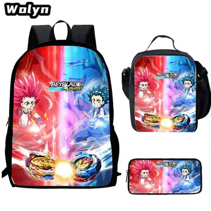 Anime-Bey-Blade Child School Backpack With Cartoon Lunch Bags Cartoon Pencil Bags School Bags for Boys Girls Best Gift