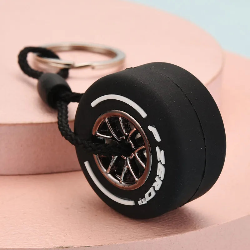 Luxury Mini F1 Racing Tire Keychain Car Key Accessories PVC Tyre Pendant Bag Charm Men's Gadgets Gifts For Friends Car Lovers