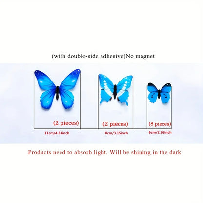 New 12Pcs Fashion 3D Luminous Butterfly Creative Wall Sticker For DIY Wall Stickers Modern Wall Art Home Decorations DIY Gift