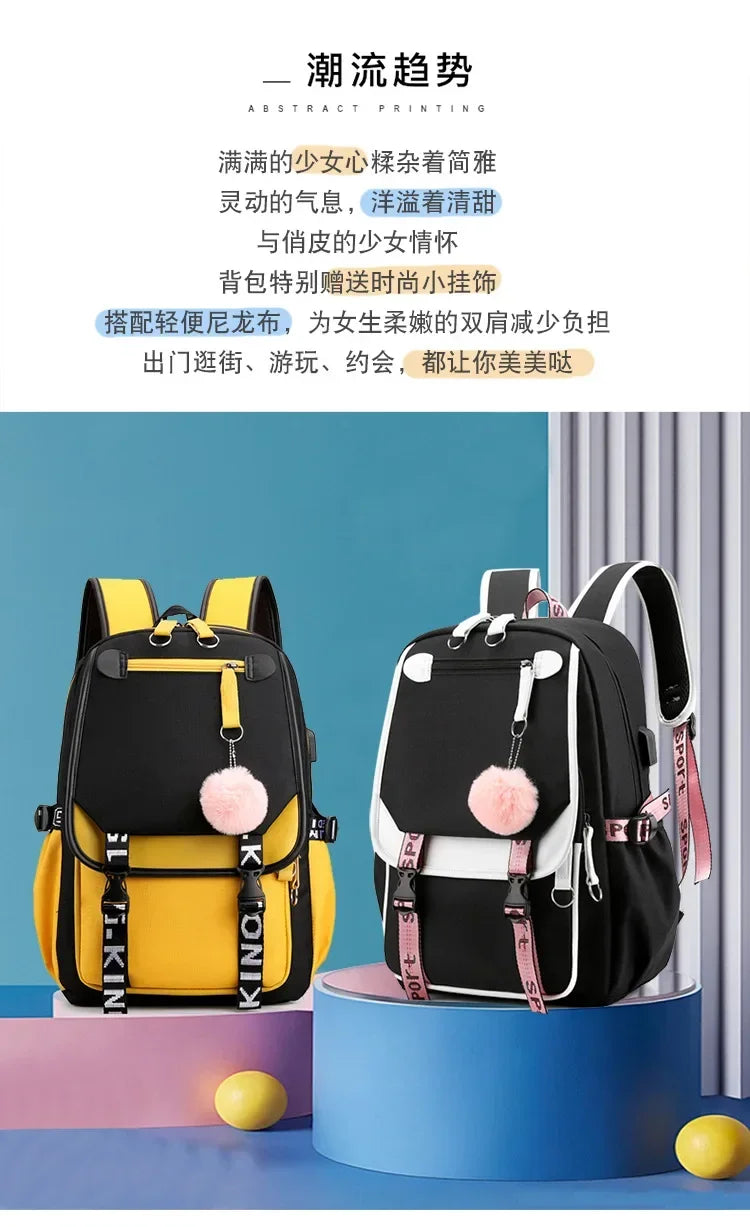 Kamado Nezuko Demon Slayer Anime Cosplay Unisex Students School Bag Backpack Cartoon Bookbag Laptop Travel Rucksack Outdoor Bag