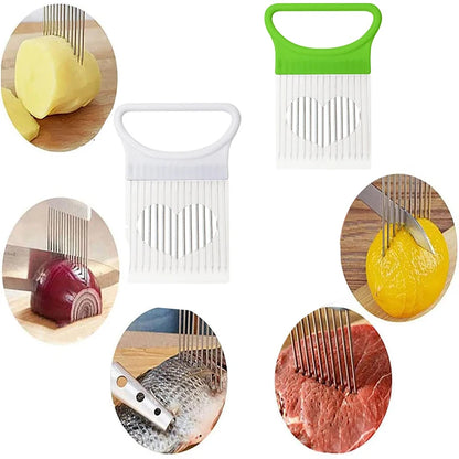 Stainless Steel Onion Holder Slicer Prongs Cutter Chopper Vegetable and Meat Cutter Holder Comb Kitchen Gadget Accessories