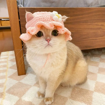 Decoration Cute Flower Cat Hat Funny Cospaly Headgear Pet Headgear Puppy Pet Cap Cute Pet Hat Cat Accessories Pet