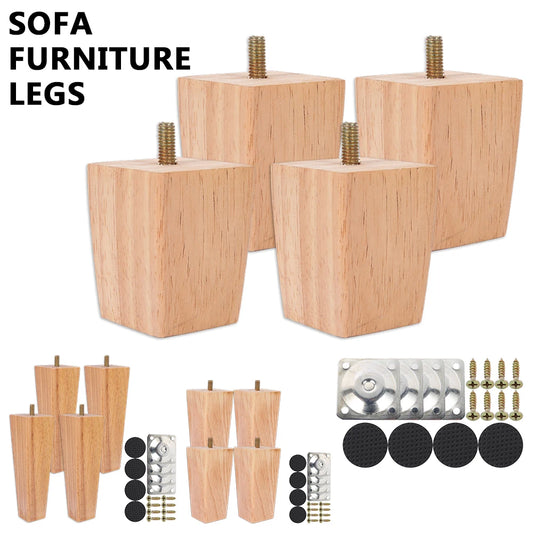 4Pcs 6/10/15cm Solid Wood Furniture Feets Sofa Cabinets Legs Square Bed Table Chair Replacement Feet Home Furniture Accessories