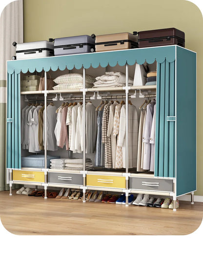 Simple wardrobe, sturdy and durable fabric cabinet, home bedroom assembly, rental room storage cabinet, wardrobe rack