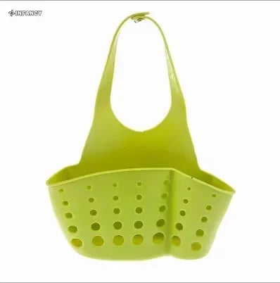 Kitchen Sink Drain Basket Faucet Hanging Bag Soap Sponge Holder Adjustable Silicone Drain Basket Kitchen Storage Accessories