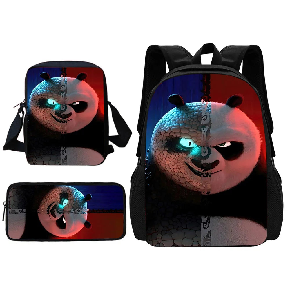 Cartoon Kung Fu Panda Child School Backpack With Shoulder Bag Pencil Bags School Bags for Boys Girls Best Gift