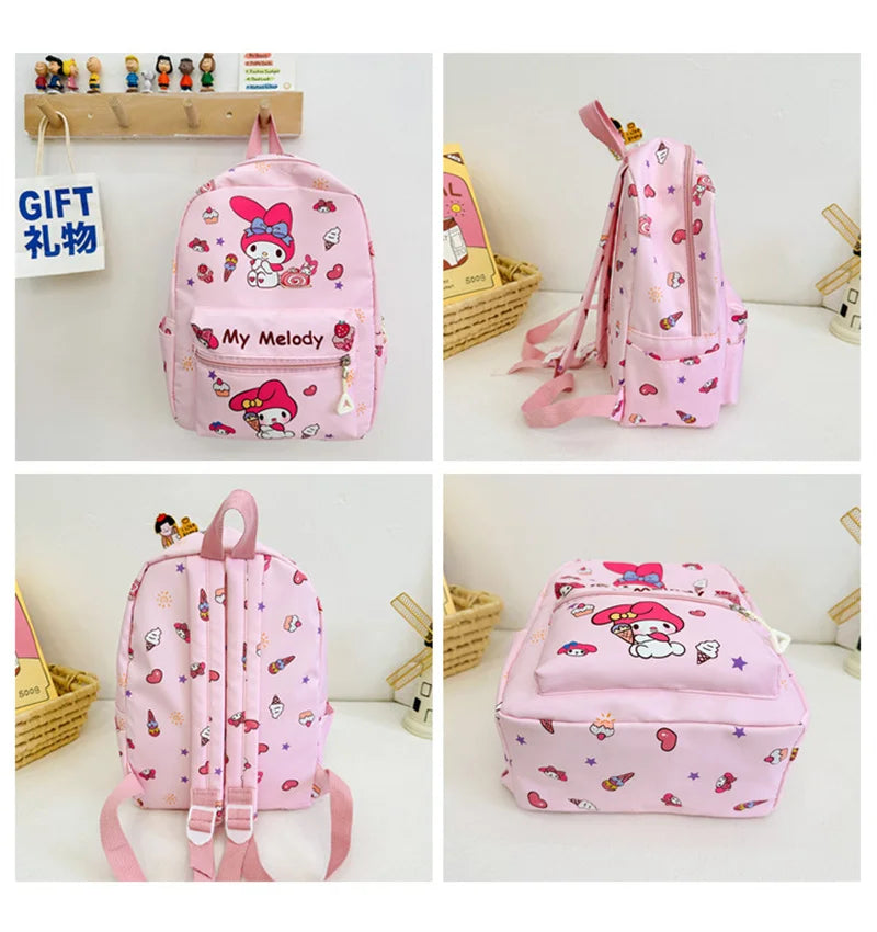 Sanrio Kuromi Hello Kitty My Melody Cinnamoroll Cartoon Backpack Cute Pompom Purin Pochacco School Bag For Adults Kids Sac A Dos