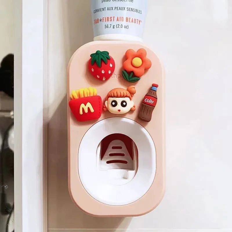 Automatic Kids Toothpaste Dispenser Toothpaste Squeezer for Children Household Cartoon Toothbrush Holder Bathroom Accessories