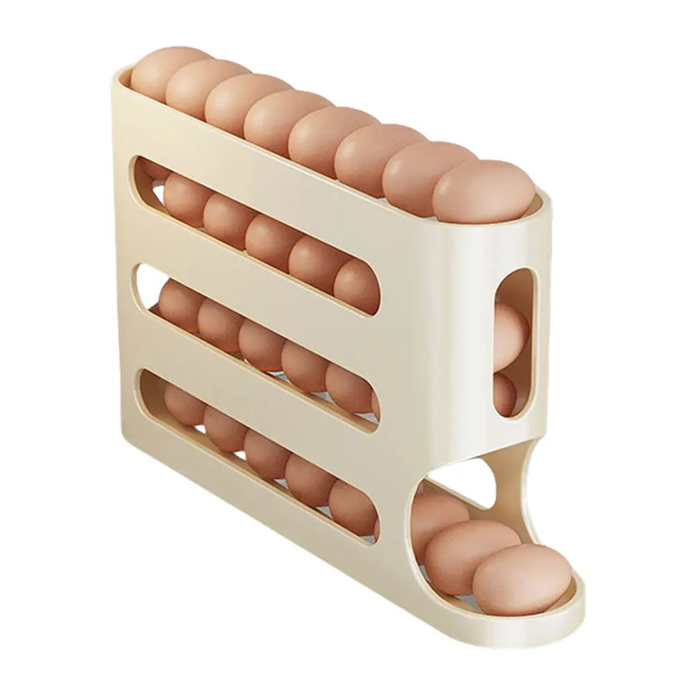 4 Layers Automatic Rolling Egg Holder Rack Fridge Egg Storage Box Container Kitchen Refrigerator Egg Dispenser Fridge Organizer