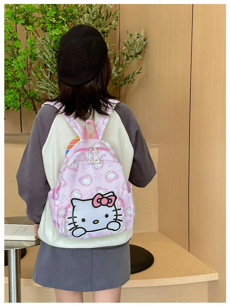 Sanrioed Anime Hello Kitty Cinnamoroll My Melody Kuromi Cute Kid Backpack Kawaii Cartoon Leather Mini School Bag Holiday Gift