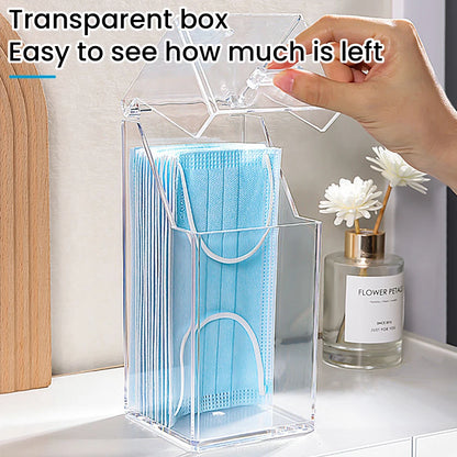 Mask Storage Box with Cover Dustproof Household Mouth and Nose Cover Entry Door Desktop Porch Transparent Mask Box