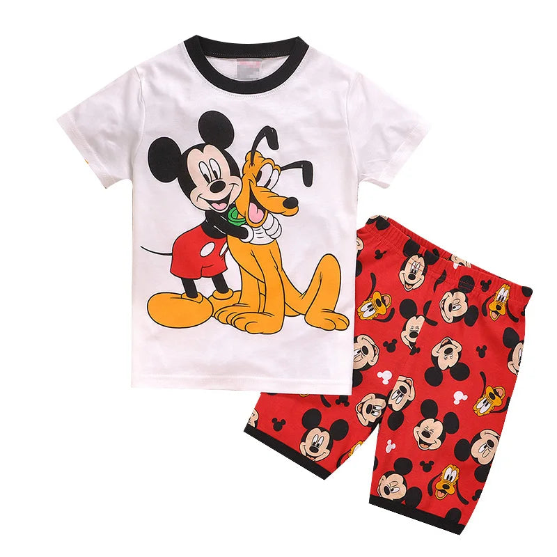 2pcs/set New Kids Short Sleeved Suit Toddler Costume Mickey Clothes Baby Boys Pajamas Set girl Children Tshirt Shorts Set