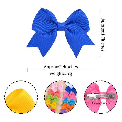 10Pcs/Set New Cute Solid Ribbon Bowknot Hair Clips for Baby Girls Handmade Bows Hairpin Barrettes Headwear Kids Hair Accessories