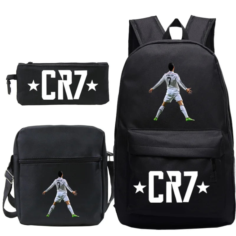 New 3pcs CR7 Backpacks Simple Style Lightweight Boys Girls School Bags Capacity Teens Laptop Backpack Women Men Travel Mochilas