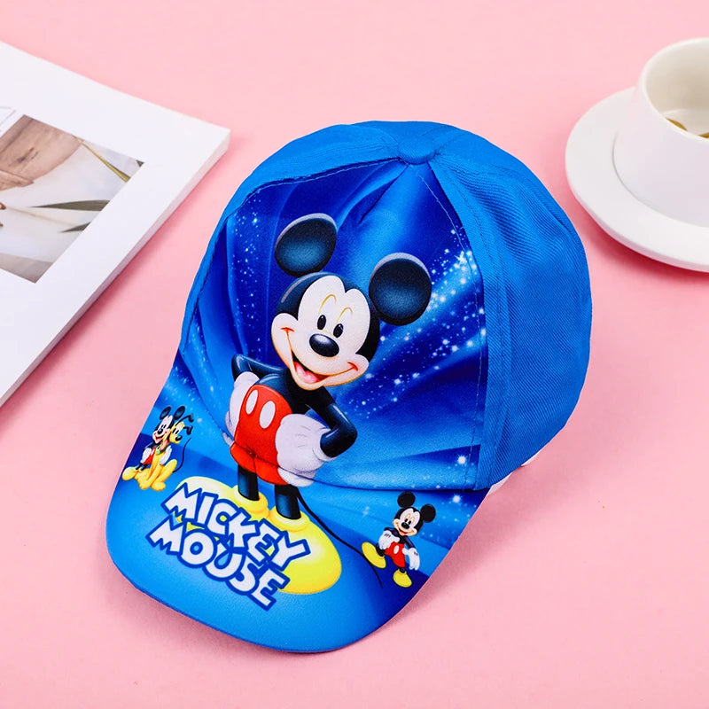 Disney New Anime Frozen Minnie Mouse Kids Brand Hat Boy Girl Travel Caps Spiderman Mickey Baby Caps Figure Gift Toys 3-8Y