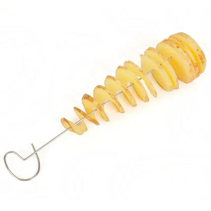 Potato Slicing Skewer Manual Rotating Tower Spiral Cyclone Potato Roll Slicing Skewer Cut Potato Roll Gadgets