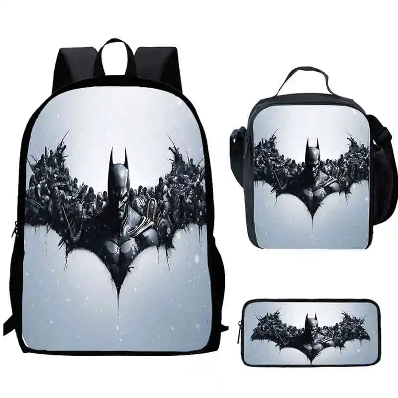 Cartoon Super Hero B-BatmanS Child School Backpack,Lunch Bags,Pencil Bags For Kindergarten,Best Gift For Boys and Girls