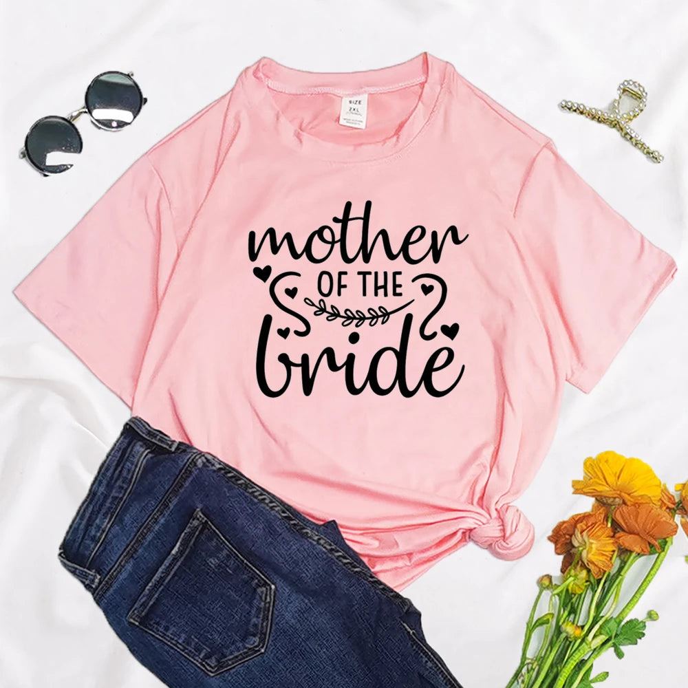 Team Bride Bachelorette Wedding Party Women Evjf Tee Shirt Casual ladies basic O-collar Pink Short Sleeved T-shirt Girl