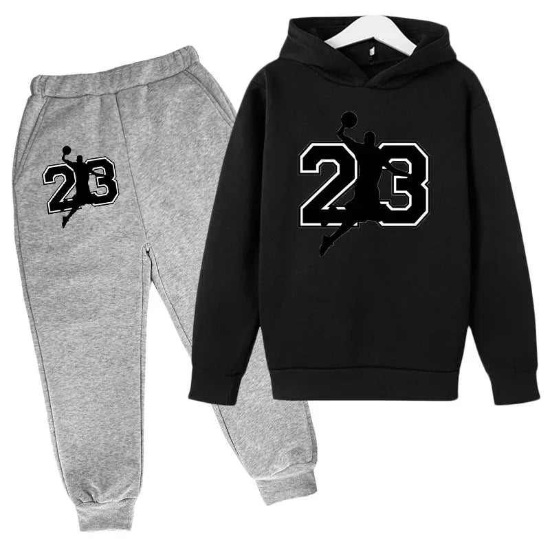 Kids Basketball Hoodie Sports Hoodie Set Spring Autumn Children Hoodie+Pants 2-Piece Set Teen Cute 4-14Y Boys Girls Hoodie Suits