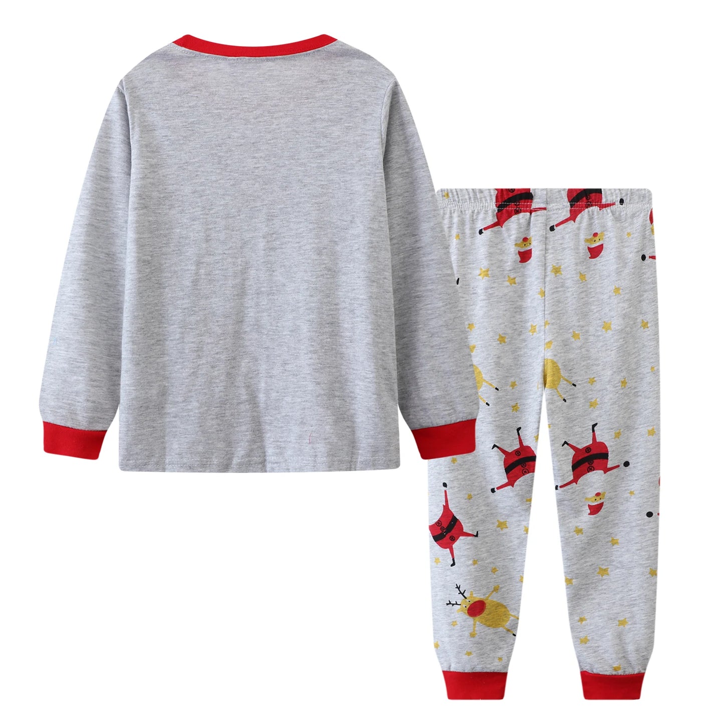 Kids Boys Pajamas Cartoon Christmas 2PCS Long Sleeved Autumn Winter Round Neck Long Sleeve Top & Pants Set