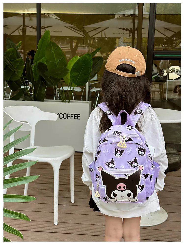 Sanrioed Anime Hello Kitty Cinnamoroll My Melody Kuromi Cute Kid Backpack Kawaii Cartoon Leather Mini School Bag Holiday Gift