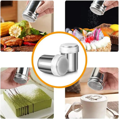 Stainless Steel Cocoa Flour Coffee Sifter Flour Sugar Icing Mesh Sifter PowderSpreading Tank for Fancy Barbecue Kitchen Supplies