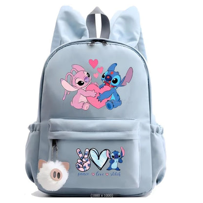 Hot Disney Lilo Stitch Backpack for Girls Boys Student Teenager Rucksack Women Casual School Bags Travel Rabbit Ears Mochila