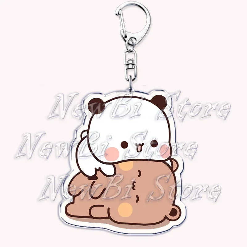 Cute Bubu Dudu Keychains Baby Grey Bear White Panda Keyring for Accessories Bag Pendant Key Chain Jewelry Fans Couple Love Gifts