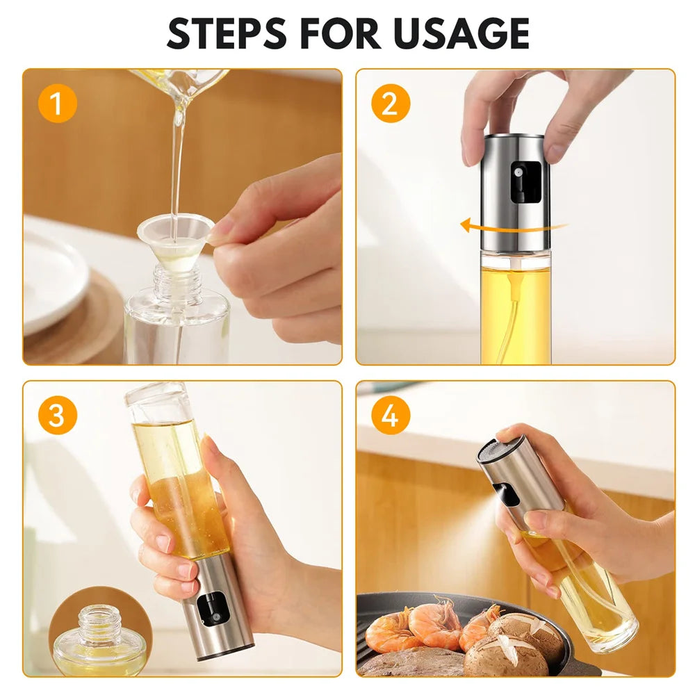 Glass Oil Sprayer for Cooking Olive Spray Mister for Salad BBQ Kitchen Baking Empty Vinegar Bottle