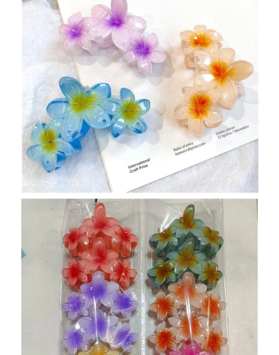 New Versatile Bright Oil French Retro Frangipani Hairpin Simple Fashionable Shark Clip Hair Accessories