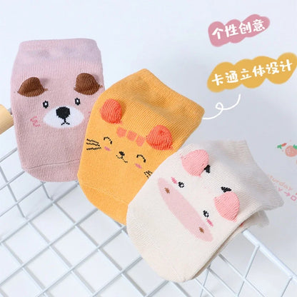 4Pairs/lot Anti-slip Baby Socks Cute Animal Cartoon Baby Boy Girls Sock Infant Children's Floor Socks 0-3 Years Old